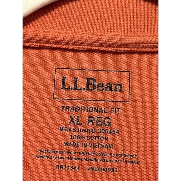 LL Bean Mens Traditional Fit Short Sleeve Polo Shirt XL Regular Solid Orange - Picture 11 of 15